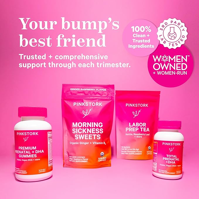 Pink Stork Premium Prenatal Gummy Vitamins with DHA, Folate, and Vitamin D - 60 Vegan Gummies - 2 Pack