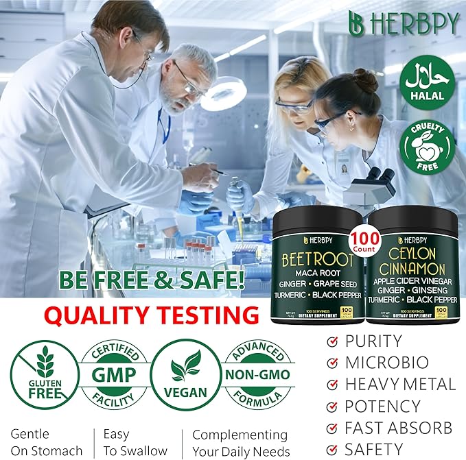 Bundle 6in1 Beet Root Capsules & 6in1 Premium Ceylon Cinnamon Supplements - Support Immune & Digestive Health