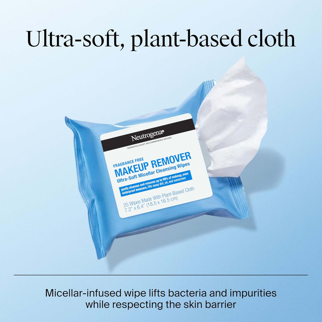 Neutrogena Makeup Remover Wipes | Fragrance-Free, Ultra-Soft, 25 Ct