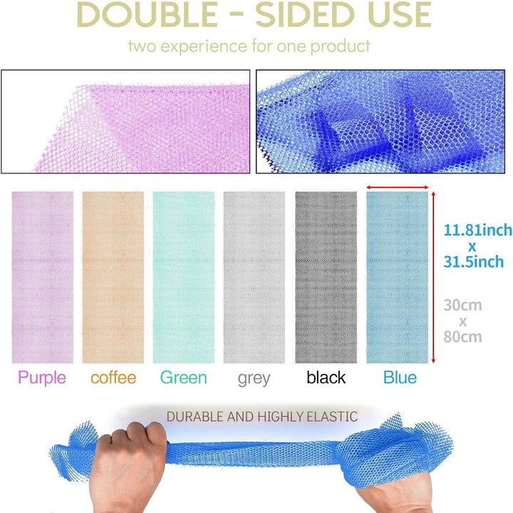 3-Piece African Net Bath Sponge Set | Exfoliating Body Scrubber | Blue