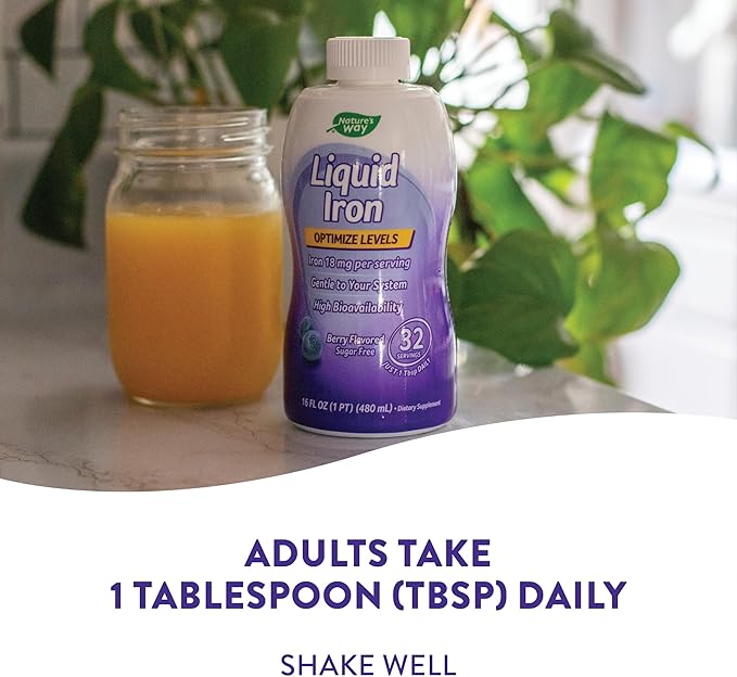 Nature's Way Liquid Iron, Provides Daily Value of Iron, Sugar Free, Berry Flavored, 16 Fl. Oz. (Pack of 2)