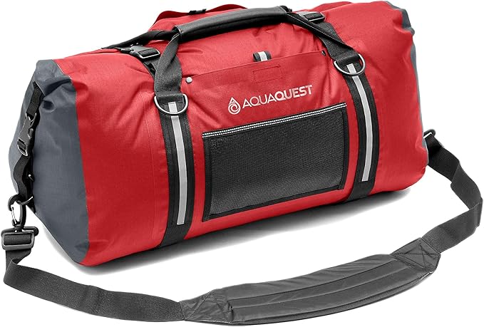 AquaQuest White Water Duffel - 100% Waterproof, Heavy Duty, Versatile, Comfortable - Durable Protective Dry Bag for Travel, Sport, Motorcycle, Boat, Fishing - 50, 75, or 100 L