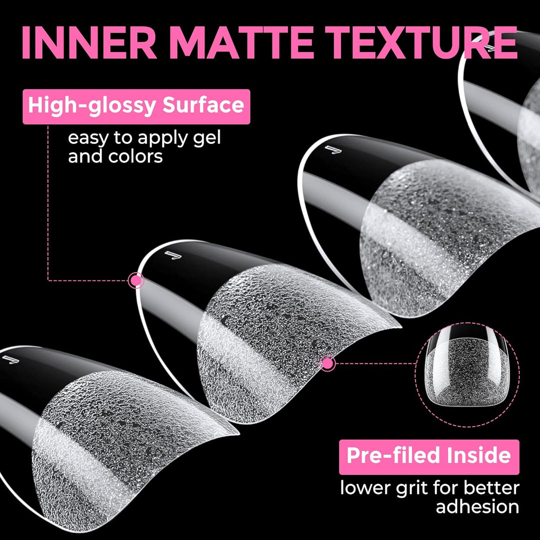 XXL Square Gel Nail Tips | 120 PCS Extra Long | No C Curve | DIY Home Use