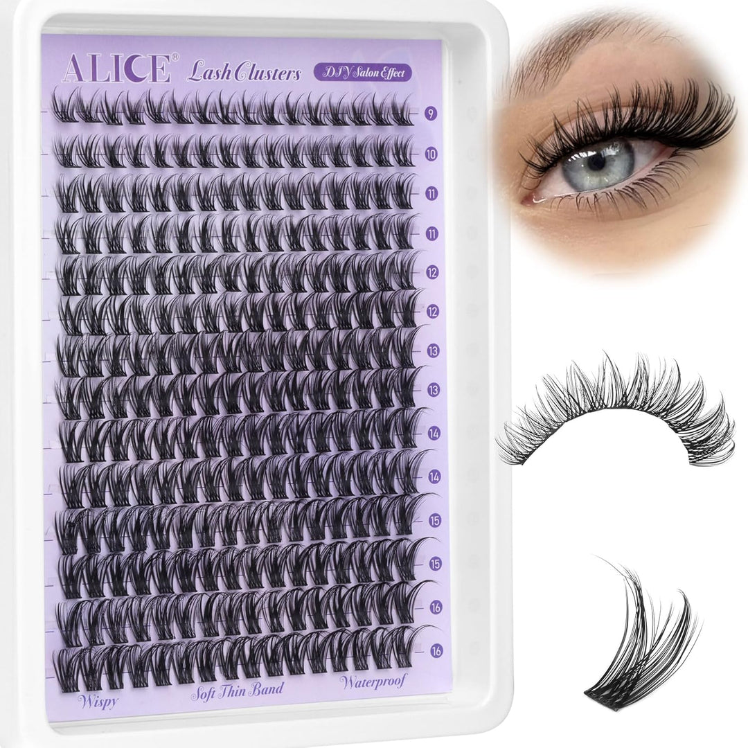 ALICE DIY Natural Lash Clusters | Wispy Anime Cat Eye | 10-16mm, 144 Pcs