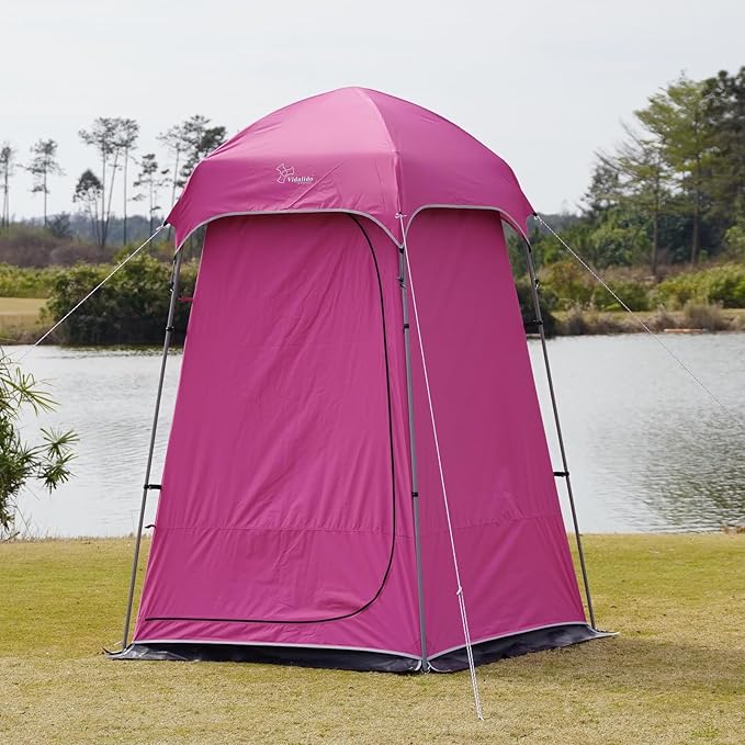 Vidalido Outdoor Camping Shower Tent Easy Setup Privacy Tent Changing Room Portable Camp Shower Tents for Camping with Floor, Waterproof Privacy Shelters Camping Toilet Tent