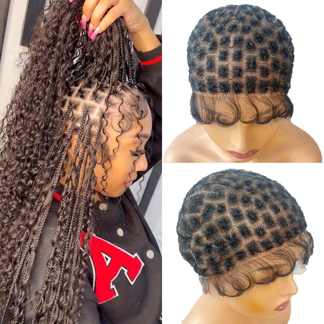 Siddiuop Braided Wig Caps with Baby Hair Double Full Lace Wig Cap for Making Wigs, Breathable Lace Wigs Caps, Glueless Hair Net Liner Crotchet Wig Caps