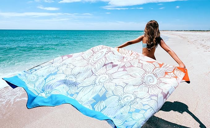 Beach Blanket Waterproof Sandproof Extra Large Beach Mat 79" X 83"/120"x108"for 1-8 Adults Quick Drying Durable Outdoor Picnic Mat for Beach Travel Camping Hiking