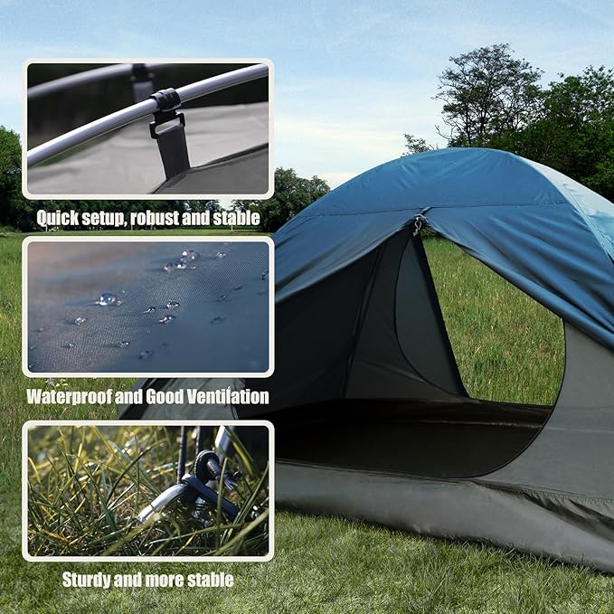 Backpacking Tent for Camping 2/3/4 Person Hiking Ultralight Tent for Waterproof Windproof Outdoor Two Doors Tents Easy Quick Setup Lightweight Tent Instant Tent