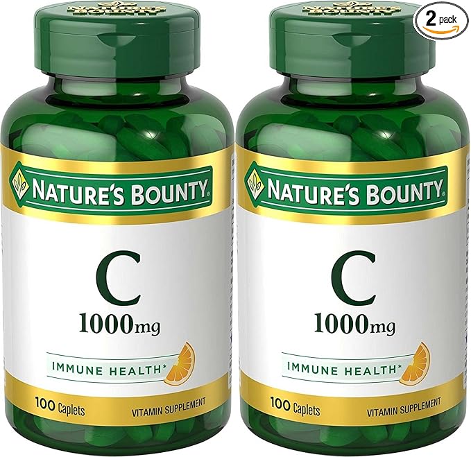 Nature's Bounty Vitamin C, 1000mg, Supports Immune Health, 100 Caplets (Pack of 2)