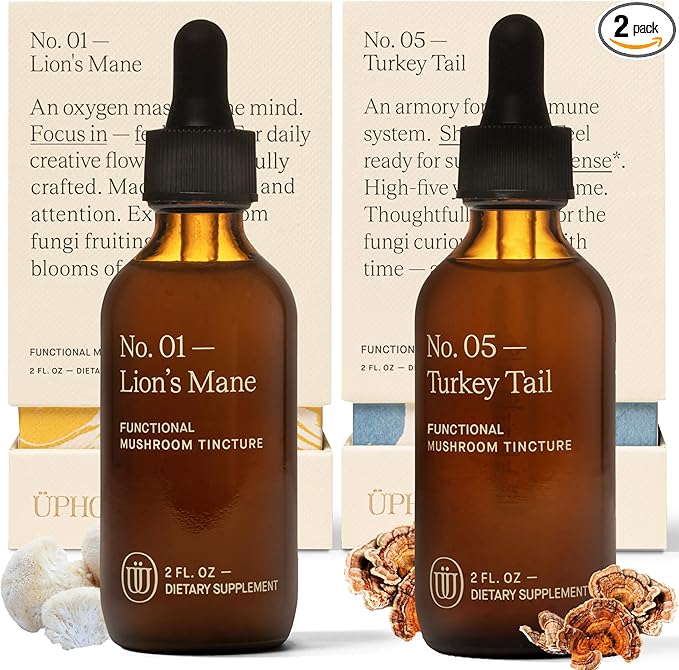 Lion's Mane Mushroom Extract (60 Servings) and Turkey Tail Mushroom Extract (60 Servings) Bundle