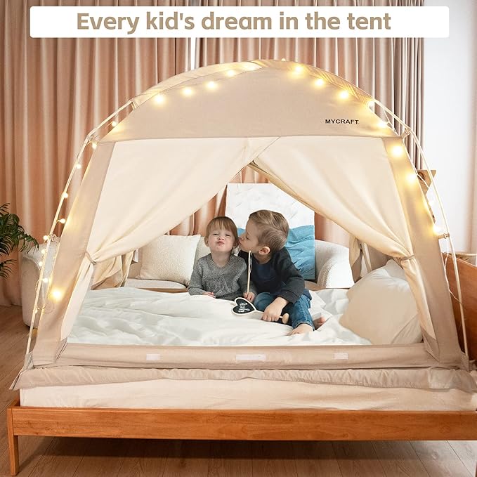 Bed Tents Canopy Bed–Privacy Dream Tent for Cozy Indoor Sleeping, Light-Reducing,and Breathable, with 4 Doors Floor Tent Bed–Available in Twin, Full, and Queen Sizes