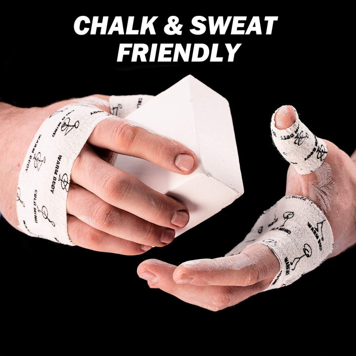 WARM BODY COLD MIND 2" Premium Lifting Thumb Tape for Weightlifting - Hook Grip for Powerlifting, Strength/Cross Training, Deadlift, Weight Lifting, Athletic Finger Wrap (White 6 Rolls)