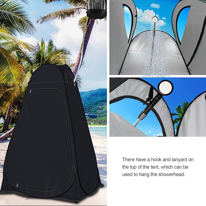 anngrowy Shower Tent Pop-Up Privacy Tent Camping Portable Toilet Tent Outdoor Camp Bathroom Changing Dressing Room Instant Privacy Shelters for Hiking Beach Picnic Fishing Potty, Extra-Tall, UPF 50+