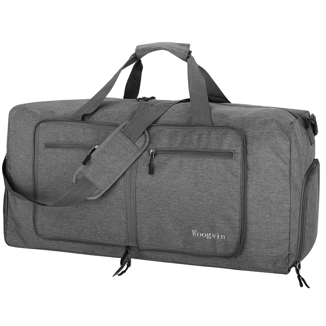 Woogwin Travel Duffel Bag Large Foldable Waterproof Overnight Bag for Beach Swim Bags Pool Sports Gym (60L SnowGrey)