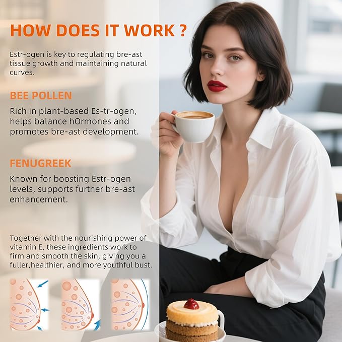 Bee Pollen 1000mg Sugar Free Gummies for Breast Growth, w/Fenugreek, Royal Jelly, Propolis, Organic Bee Pollen Supplement for Women, Rich in Vitamin E, Strengthen Immunity & Skin Care, 60 Counts