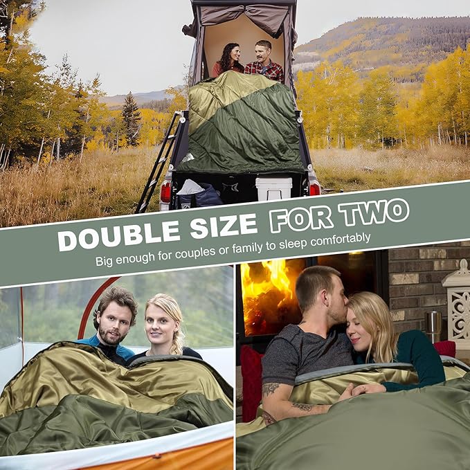 AGEMORE Sleeping Bag for Adults, Double and Single Size, Lightweight Portable Camping Sleeping Bag with Draft Tubes, Fit for Warm & Cold Weather Camping Hiking Backpacking Or Traveling