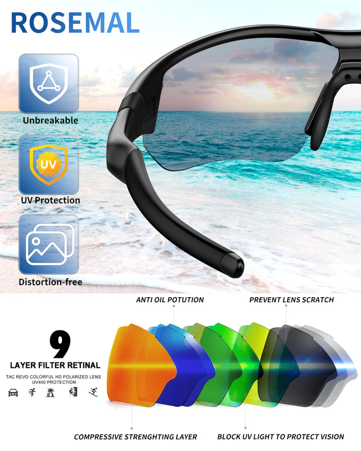 Polarized Sports Sunglasses for Men Women Youth Baseball Running Fishing Tennis Golf Cycling Driving Motor TAC UV400 TR90