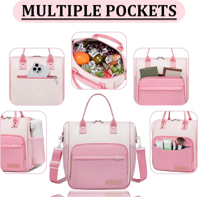 Aesthetic Lunch Box for Women Preppy Insulated Lunch Bag for Young Ladies College Lunch Tote Bag School Supplies Accessories