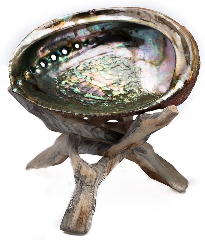 Sage Kit for Cleansing, Positive Energies, Purification, Healing, Meditation, Rituals-White Sage Sticks -4 inches (3 Pack)~Abalone Shell 5-6 inches~6 inch Tripod Stand by New Age Smudges & Herbs