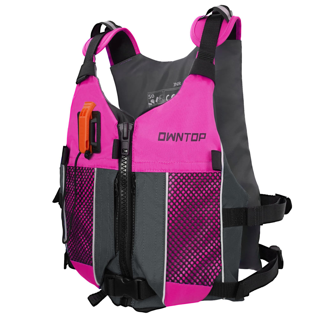 Owntop Swim Vest Youth 75-125 lbs, Lightweight Kayak Kids Swim Jacket Boys Grils, Hydration Pocket for Wakeboard, Boating, Fishing, Water Sports (Pink, XS/S)
