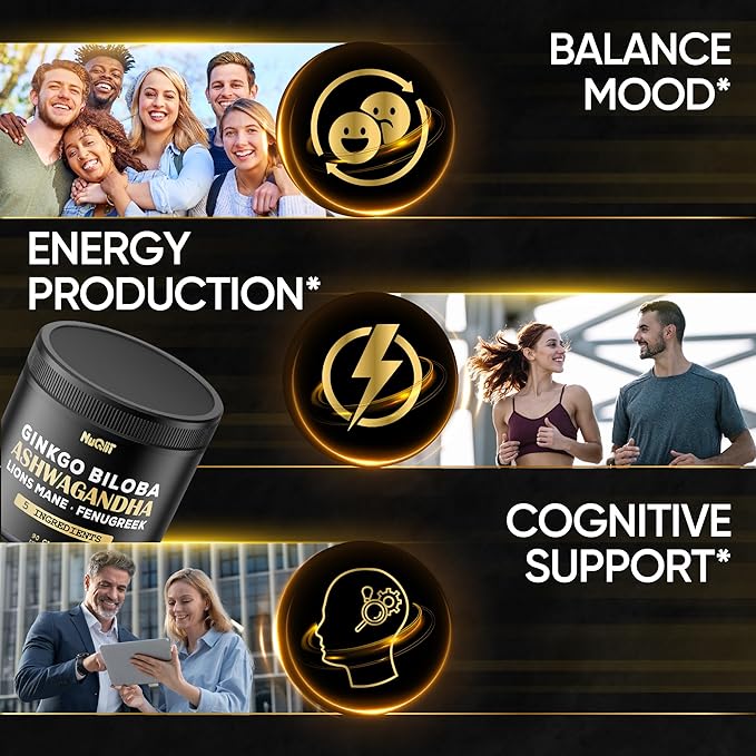 Ashwangdha Capsules 4000mg Fenugreek Seed 2000mg Ginkgo Biloba 2000mg & More - Apple Cider Vinegar, Bladderwrack - Support Brain Health, Comfortable Mind & Immune System - 90 Vegan Capsules