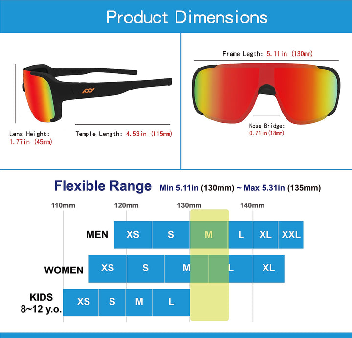 XII WY Polarized Youth Kids Sports Sunglasses Cycling Running Golf for Boys Girls