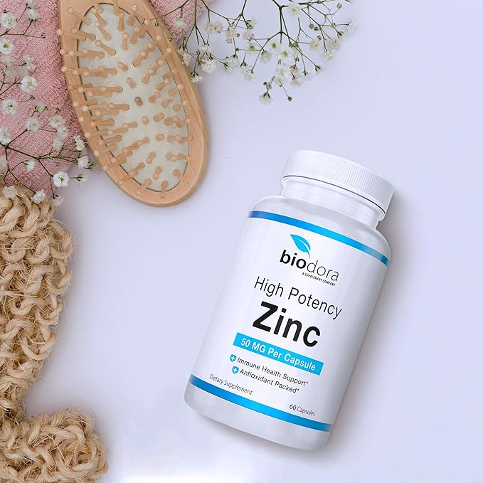 Zinc High Potency, No GMO, Vitamins for Good Skin, Immune Support Supplement & Antioxidant, Vegan, 50mg Per Servings, 60 Capsules, Unflavoured