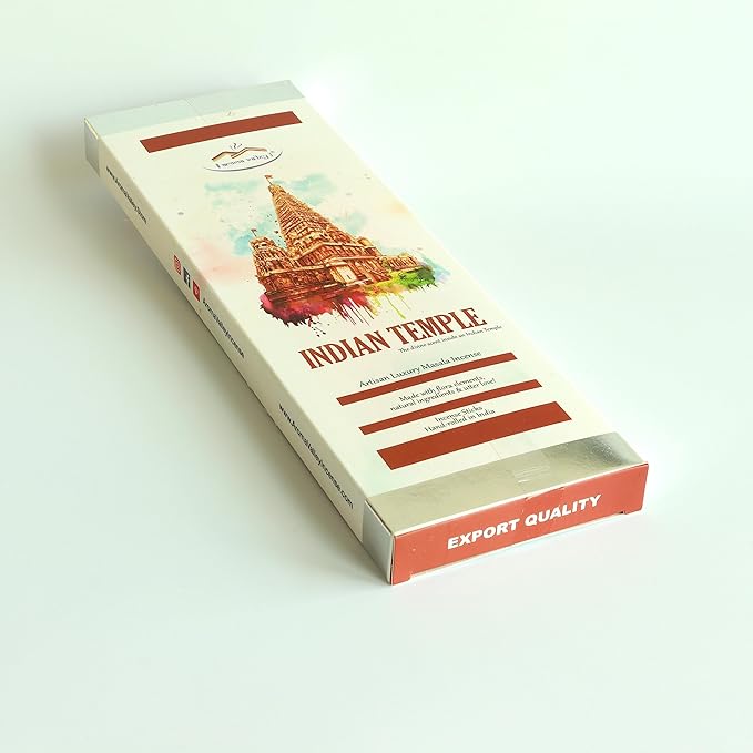 Indian Temple Incense Sticks - Artisan Luxury Masala Incense - Handmade Long-Burning Incense 20+ Sticks - Divine Scent for Home & Meditation