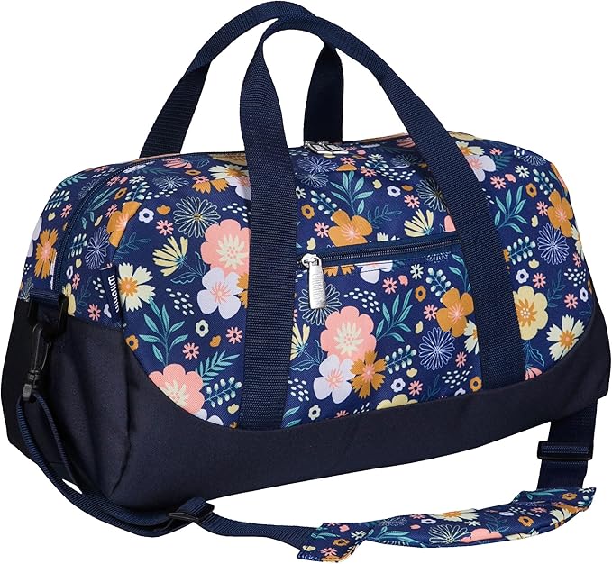 Wildkin Kids Overnighter Duffel Bag – Carry-On Size, Ideal for School & Sleepovers – Wildflower Bloom