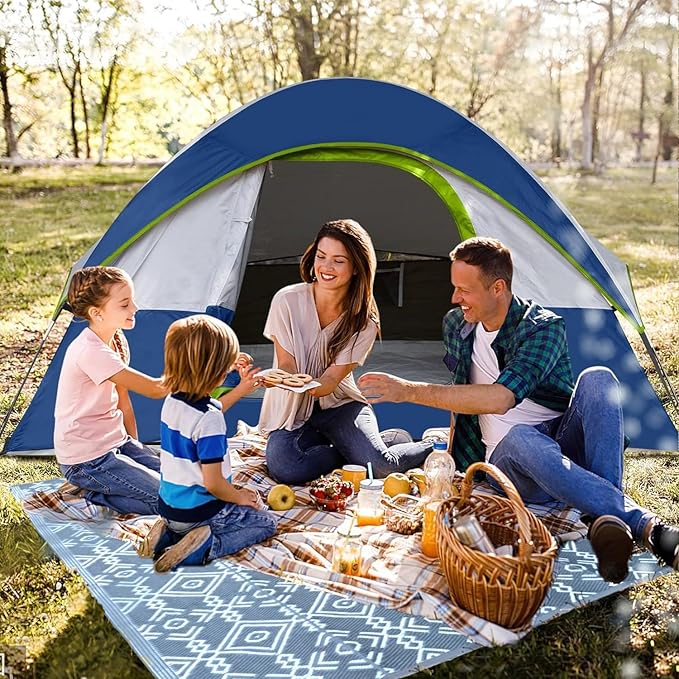 BalajeesUSA Outdoor Rug - 5x7 Grey Reversible Recycled Plastic Straw Patio Decor Waterproof Large RV Camper mat Camping 7032