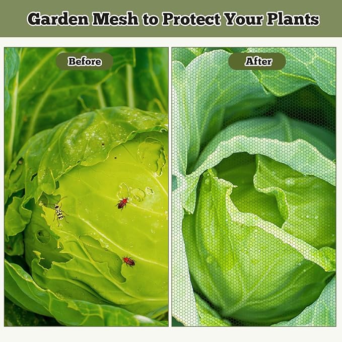 Mosquito Netting 39x10Ft Garden Mesh Netting, Fly Bird Net Barrier Hunting Blind Plant Protecting Net, 3x12m Green