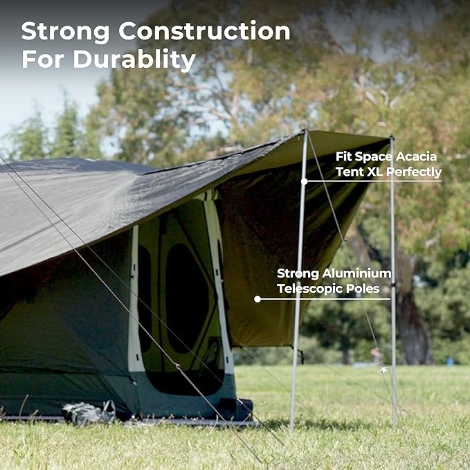 ACACIA Canopy XL for Space Acacia Camping System, PU2000 Waterproof Camping Tarp for 4 Season Camping, UPF50+ Sunproof Tent Tarp with 4 Telescoping Poles, Carry Bag, Moonstone