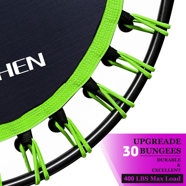 DARCHEN 400LBS Rebounder Trampoline for Adults, Indoor Mini Trampoline Silent Fitness Trampoline Small Bungee Rebounder Jumping Cardio Trainer Workout Exercise Workout [40 Inch]