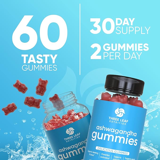 Ashwagandha Gummies for Men & Women - Ashwagandha Supplements Supports Focus, Memory, Calmness & Energy - Ashwagandha Extract Gummy - 60 Gummies