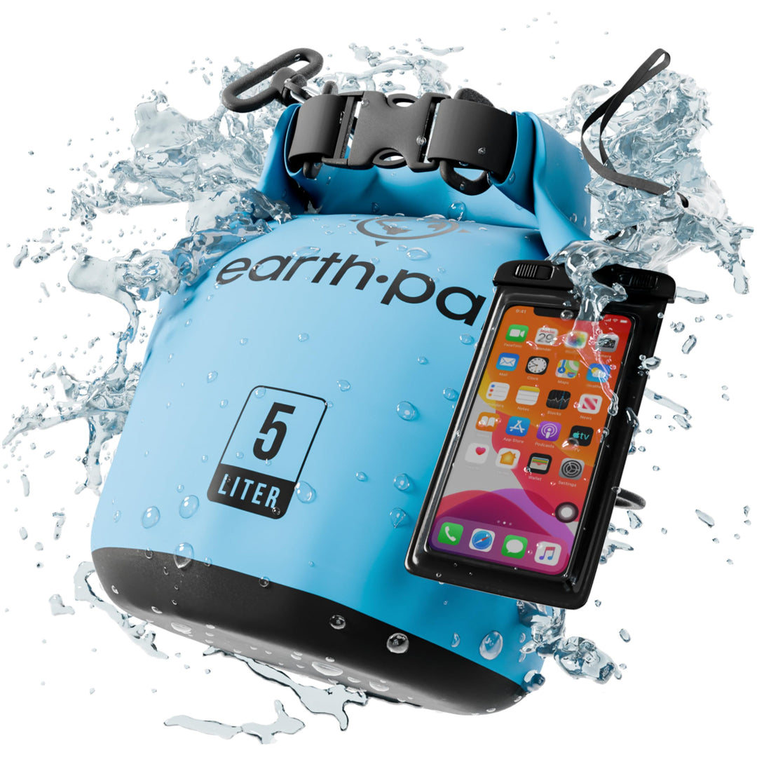 Earth Pak Waterproof Dry Bag - Roll Top Waterproof Backpack Sack Keeps Gear Dry for Kayak with Waterproof Phone Case
