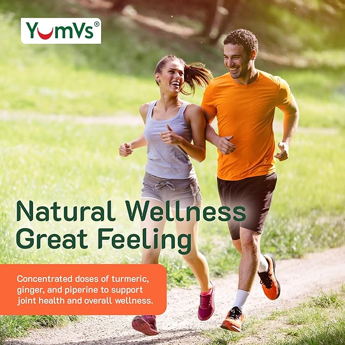 YumV's Turmeric Gummies with Ginger and Piperine - Peach Flavored Gluten Free Vegetarian Turmeric Ginger Supplement with Black Pepper