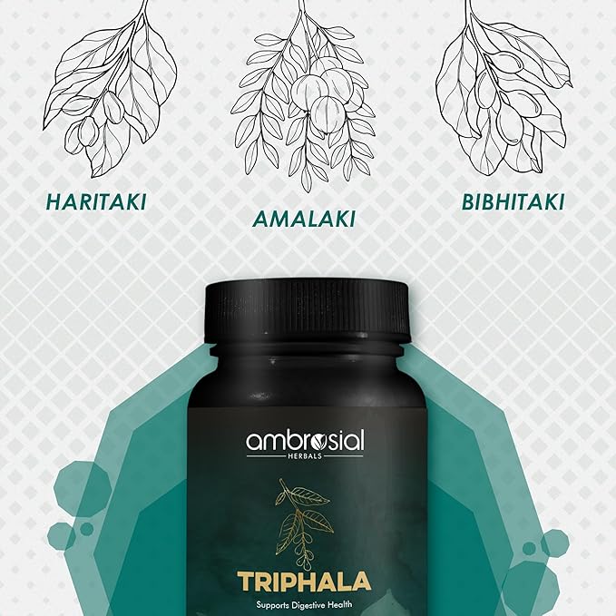 AMBROSIAL Triphala 500 Mg Organic Triphala Capsules Pack of 1-60 Capsules