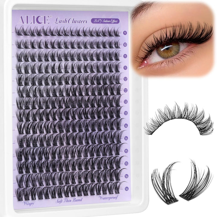 ALICE DIY Natural Lash Clusters | Wispy Anime Cat Eye | 10-16mm, 144 Pcs