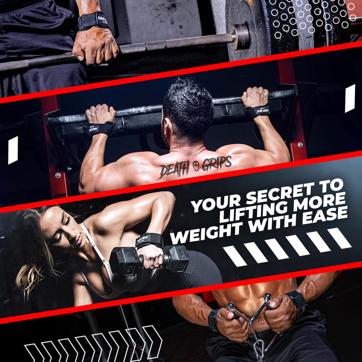 JerkFit Death Grips, Lifting Straps for Deadlifts, Pull Ups, and Heavy Shrugs, with Padded Support, Palm Protection & Increased Grip for Heavy Pull Lifts (Medium)