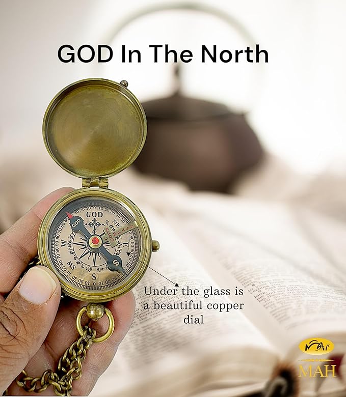 Bible Verse Brass Compass – “Be Strong and Courageous” (Joshua 1:9) | Christian Gift for Graduation, Baptism, Confirmation – Religious Keepsake for Boys, Girls, Teens, Men, Pastors & Church Events