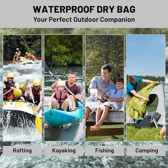Waterproof Dry Bag,Roll Top Orange Camouflage Small Waterproof Backpack 5L/10L/20L Floating and Lightweight Bags for Kayaking, Boating, Fishing, Swimming and Camping with Waterproof Phone Case