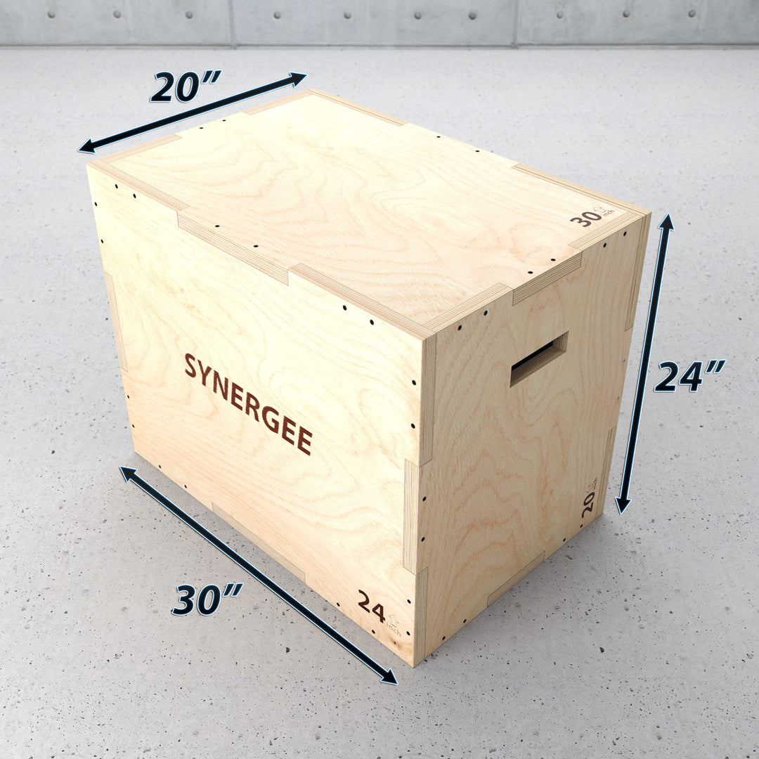Synergee 3 in 1 Wood Plyometric Box for Jump Training and Conditioning. Wooden Plyo Box All in One Jump Trainer. Size - 30/24/20