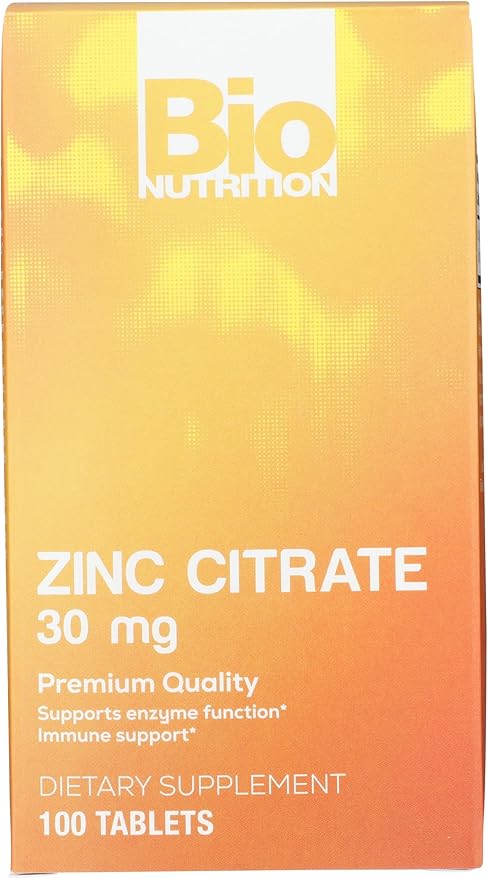Bio Nutrition Zinc Citrate, 30 mg, 100 Tablets