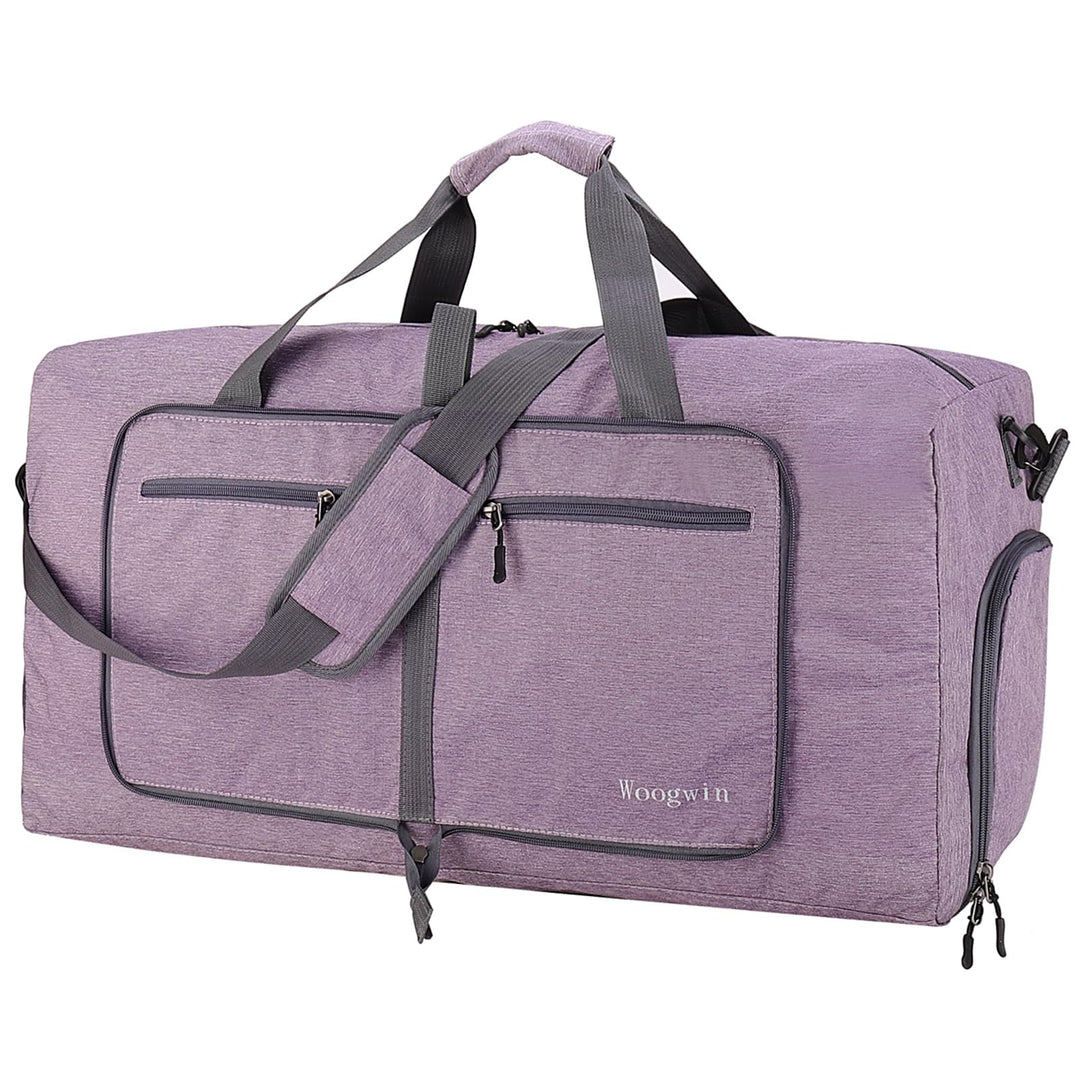 Woogwin Travel Duffel Bag Large Foldable Waterproof Overnight Bag for Beach Swim Bags Pool Sports Gym (60L SnowPurple)