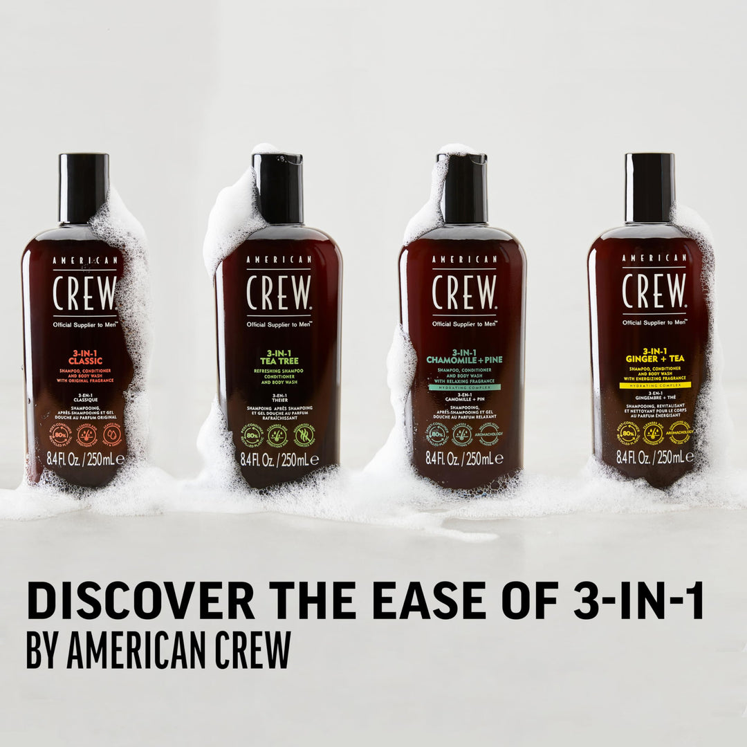 AMERICAN CREW 3-IN-1 CHAMOMILE + PINE Shampoo, Conditioner and Body Wash, 8.4 Fl Oz (Pack of 1)