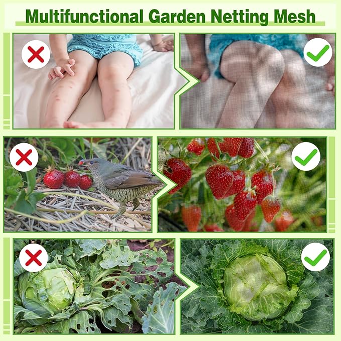 Stronger Garden Mesh Netting - 10 x 33 ft PPT Nano Bird Net Barrier, Mosquito Netting Screen for Outdoor Plants Vegetables Patios Balconies Terraces, Shading Rate 33% (Black)