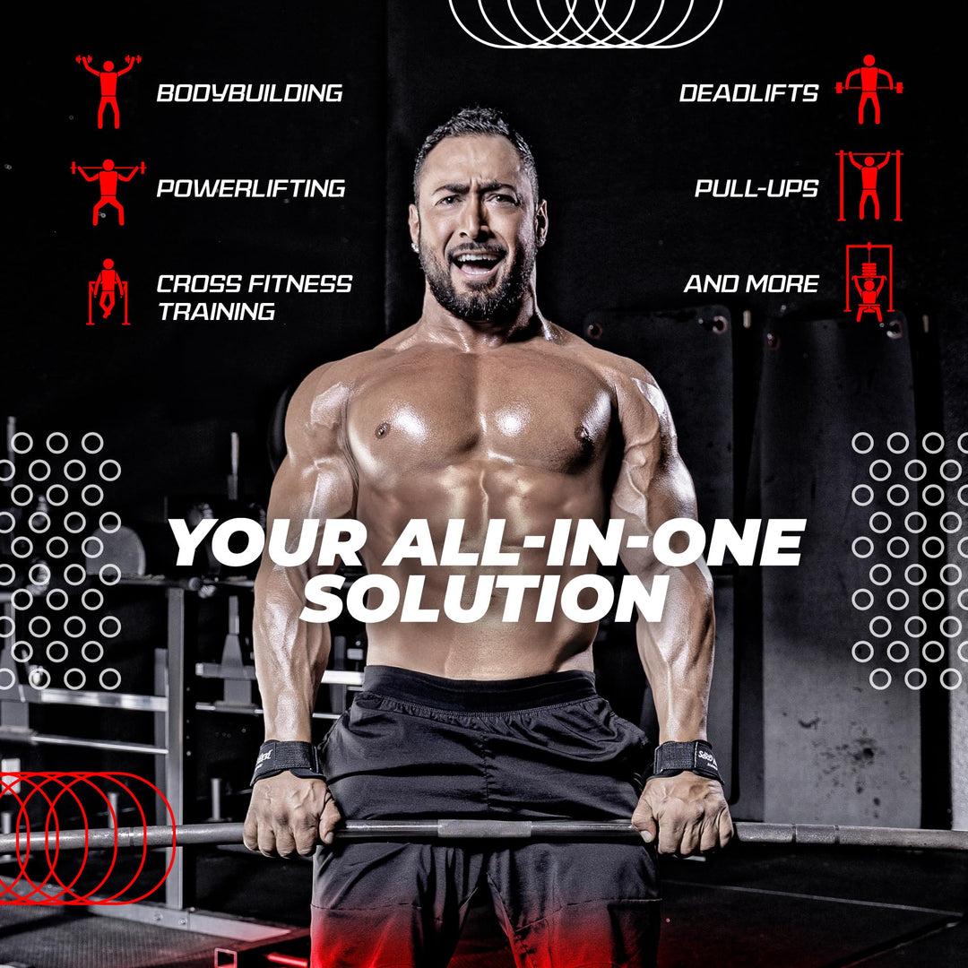 JerkFit Death Grips, Lifting Straps for Deadlifts, Pull Ups, and Heavy Shrugs, with Padded Support, Palm Protection & Increased Grip for Heavy Pull Lifts (Medium)