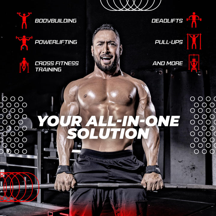 JerkFit Death Grips, Lifting Straps for Deadlifts, Pull Ups, and Heavy Shrugs, with Padded Support, Palm Protection & Increased Grip for Heavy Pull Lifts (Medium)