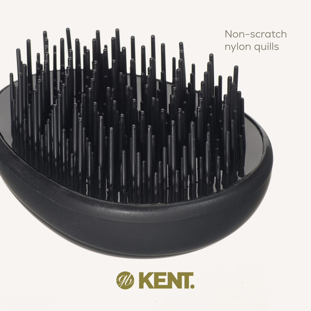 Kent PMB Black Pebble Scalp Massager Shampoo Brush, Shower and Travel Size Detangling Brush - Scalp Scrubber for Dandruff and Kids Hair Detangler - Hairbrush for Tangles