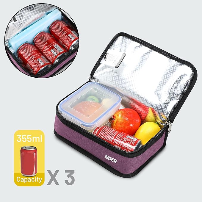 MIER Portable Thermal Insulated Cooler Bag Mini Lunch Bag for Kids, Purple